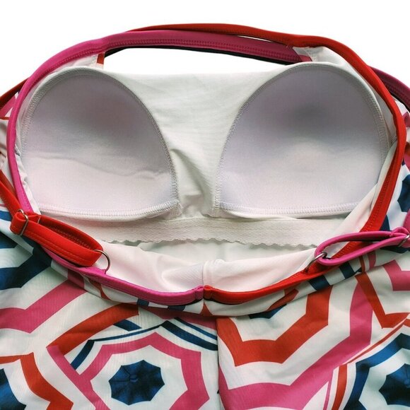 NWOT Lands' End Scoop Neck X-Back One-Piece Swimsuit Umbrella Print Size 12 - Picture 6 of 15